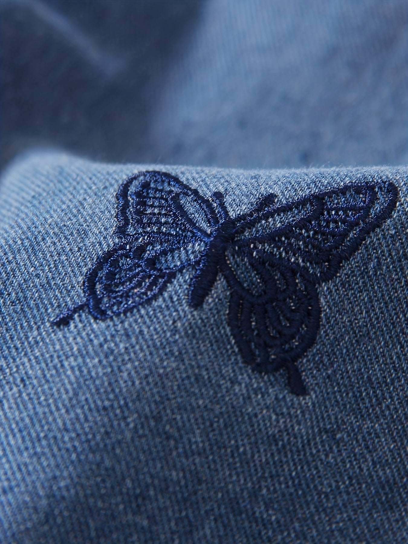 Girls' Flare Leg Butterfly Embroidered Jeans