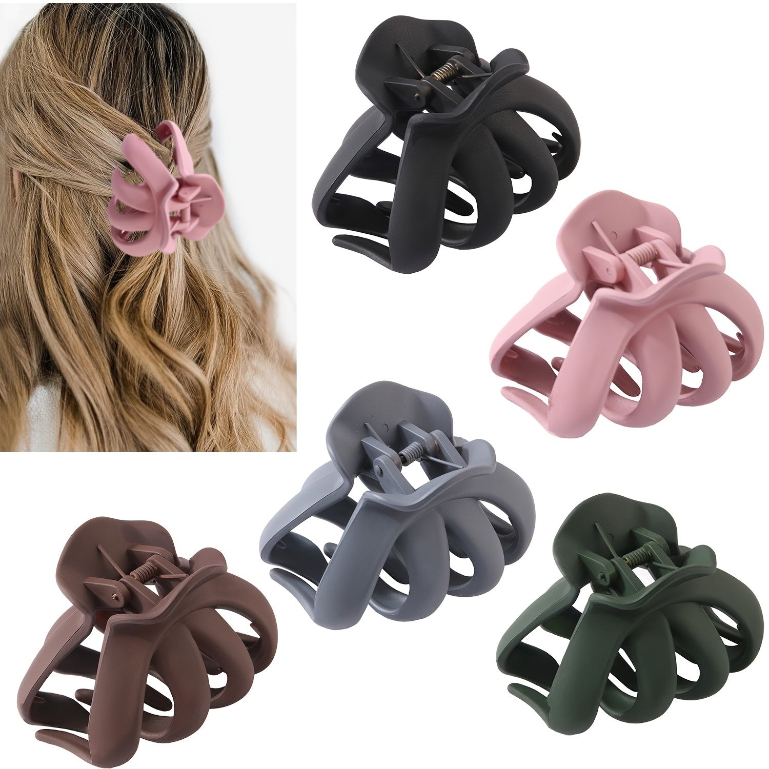 Matte Solid Hair Claw Clips Strong Hold Grip Hair Jaw Clip For Thick Hair