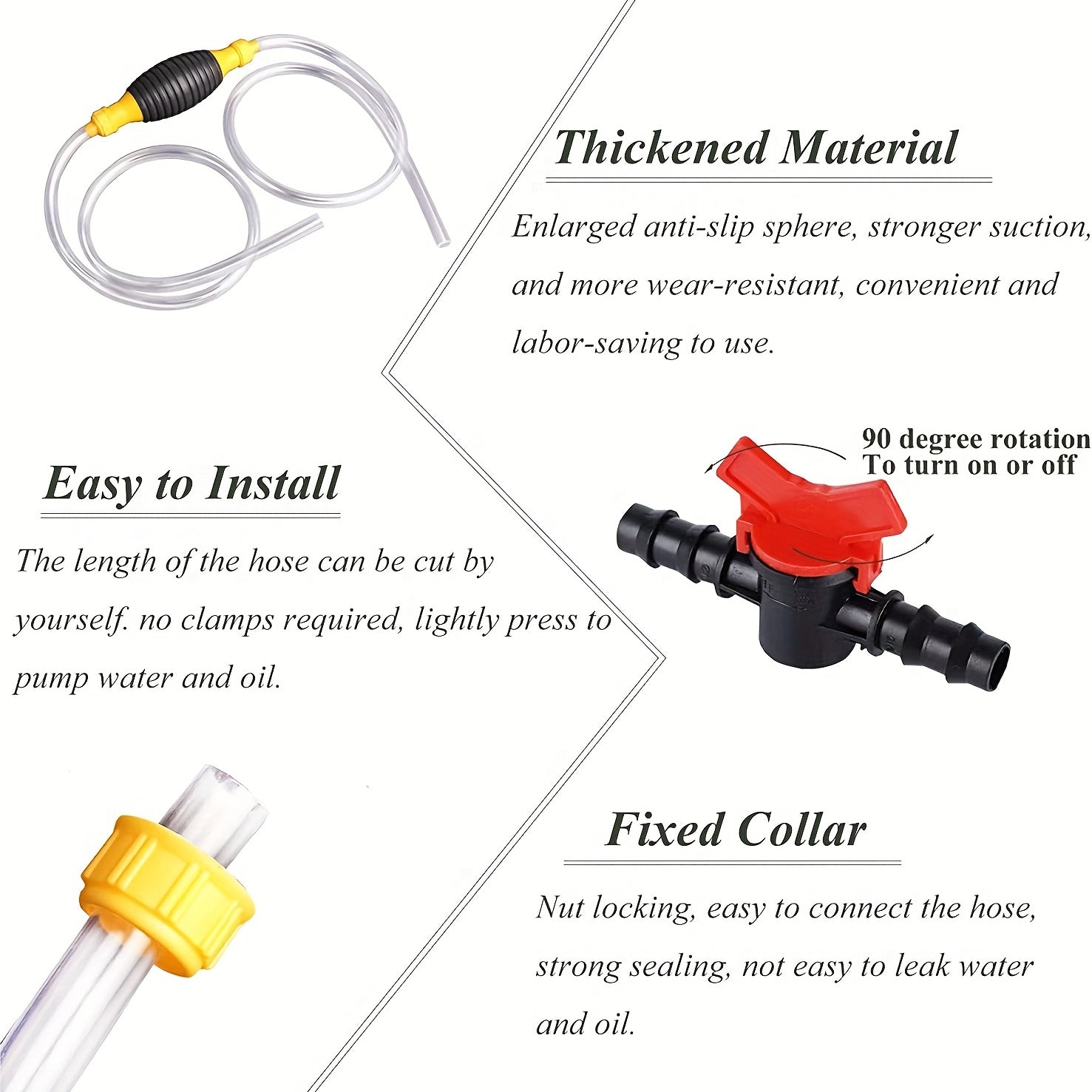 Portable Manual Fuel Pump Hand Pump Hose Fuel Transfer Siphon Pump 2M Hose