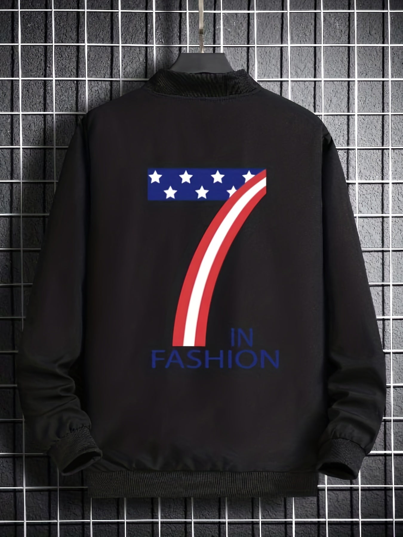 Varsity Jackets American Flag Map Long Sleeve Tops Men's Casual Baseball