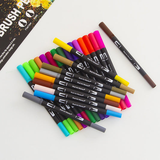 48 Dual Tip Marker Brush Pens for Coloring Books Drawing Calligraph