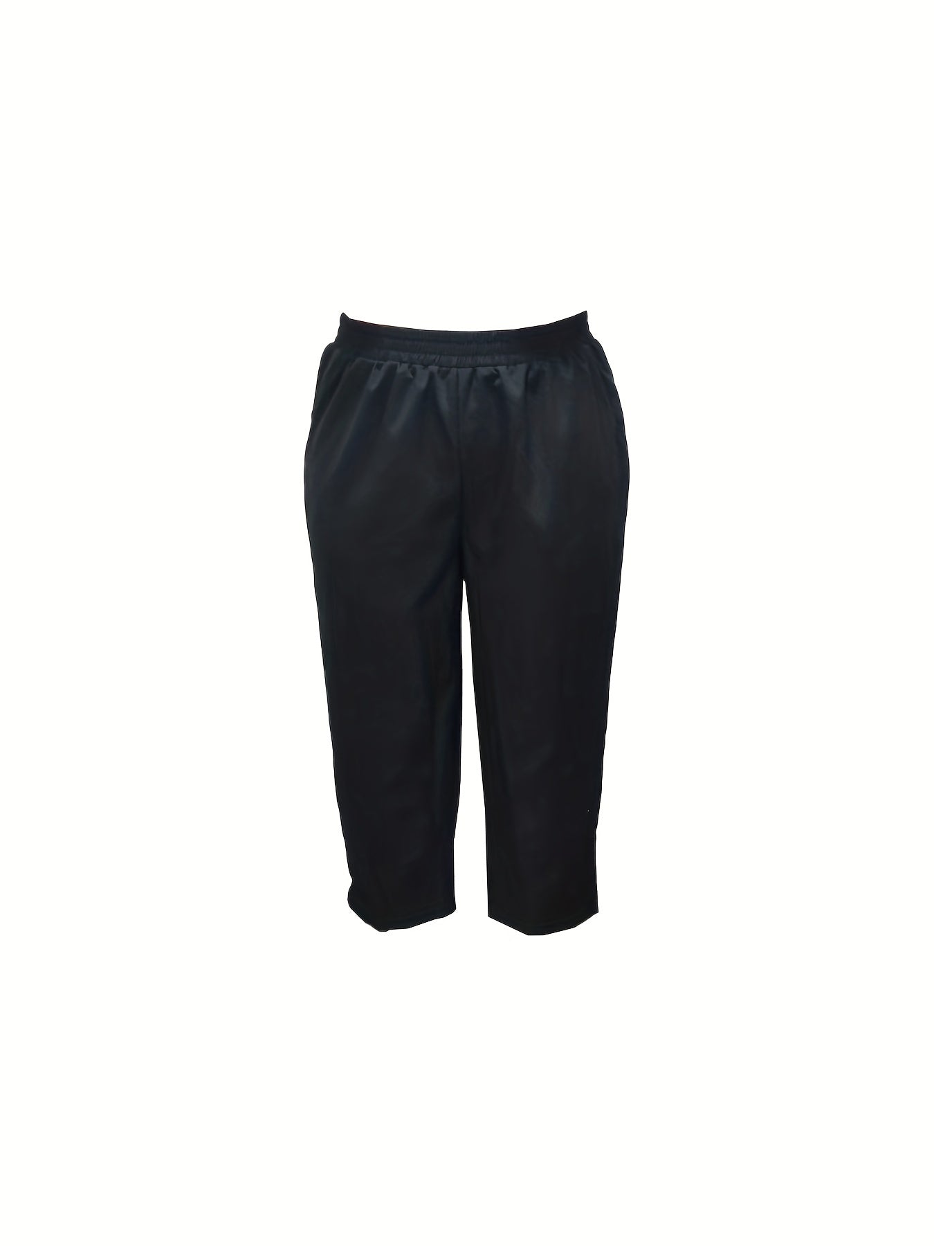  Solid Elastic Rise Straight Leg Pants With Pockets