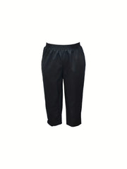  Solid Elastic Rise Straight Leg Pants With Pockets