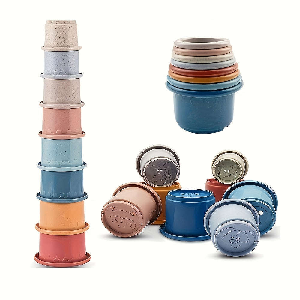 Colorful Stacking Cup Toy Set for Baby Bath - 8pcs
