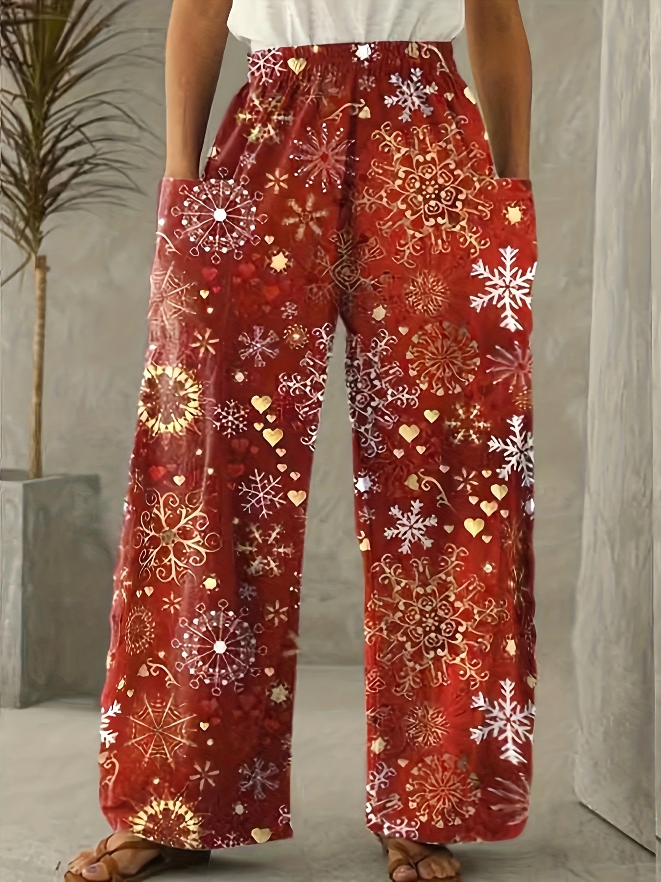 Women's Plus Graphic Print Wide Leg Pants