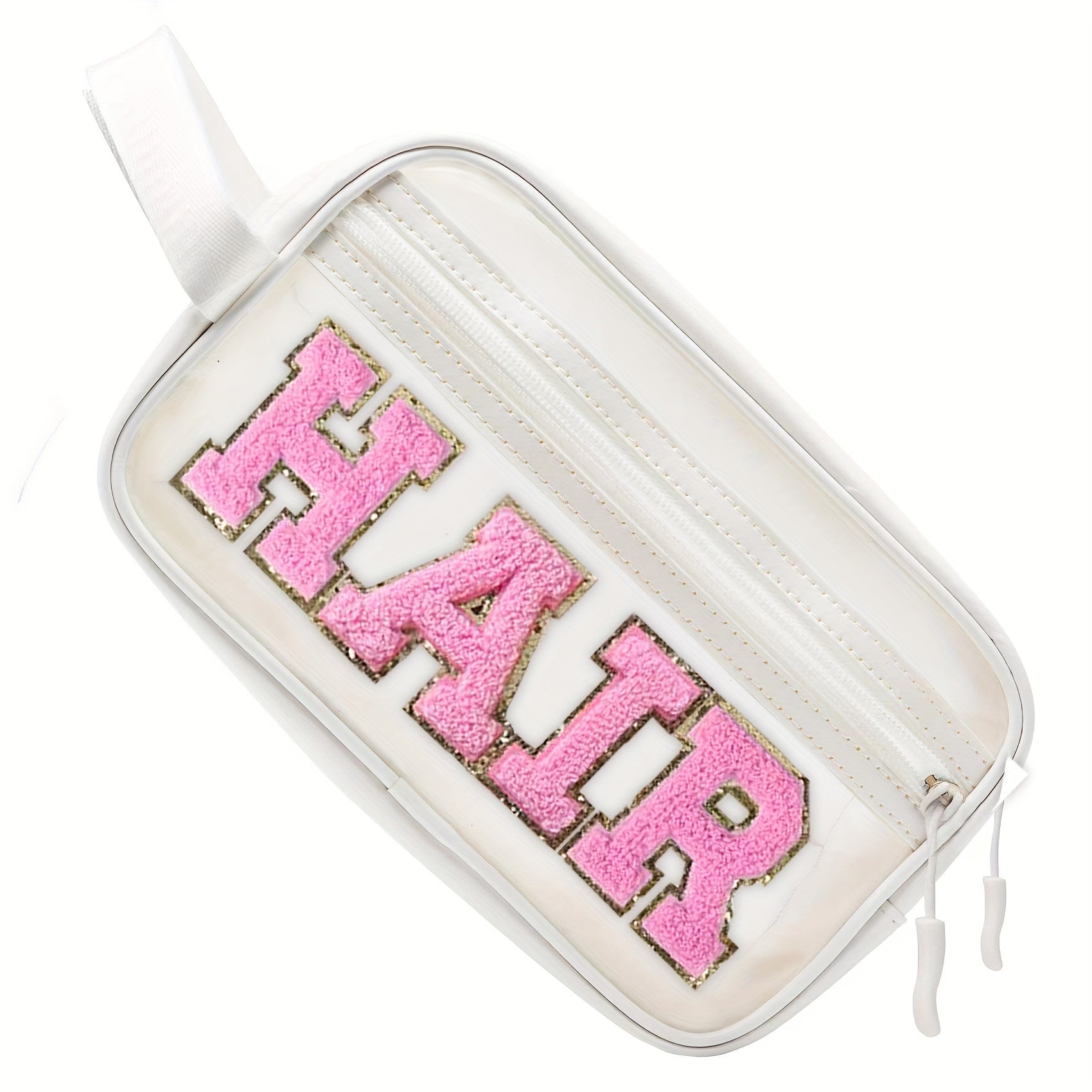 Transparent Preppy Patch Makeup Bag Cosmetic Pouch for Travel and Beach