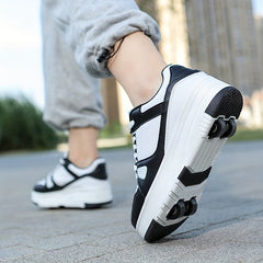 Chunky Skate Shoes - Wear Resistant & Breathable - Removable Four Wheel Design
