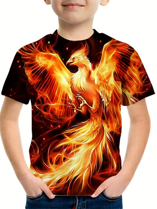 Phoenix Graphic T Shirt Boys 3D Print Breathable Stretchy Tee Summer Outdoor