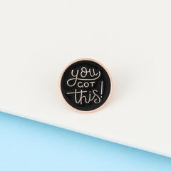 English Letter Round Oil Drip Brooch