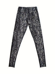 Striped Mesh Crop Pants Butt Lifting Yoga Leggings Women's Activewear