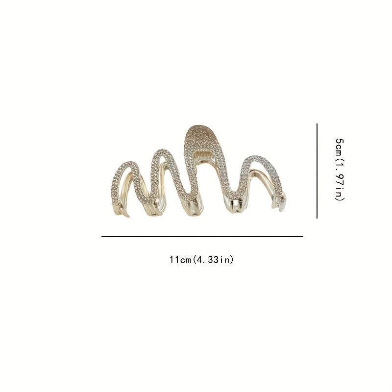 4pcs Rhinestone Wave Hair Claw Ponytail Holder for Women