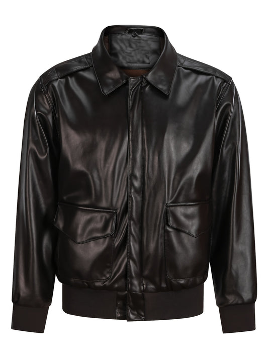 Men's Vintage PU Leather Jacket Warm Winter Motorcycle Coat
