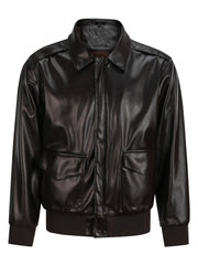 Men's Vintage PU Leather Jacket Warm Winter Motorcycle Coat