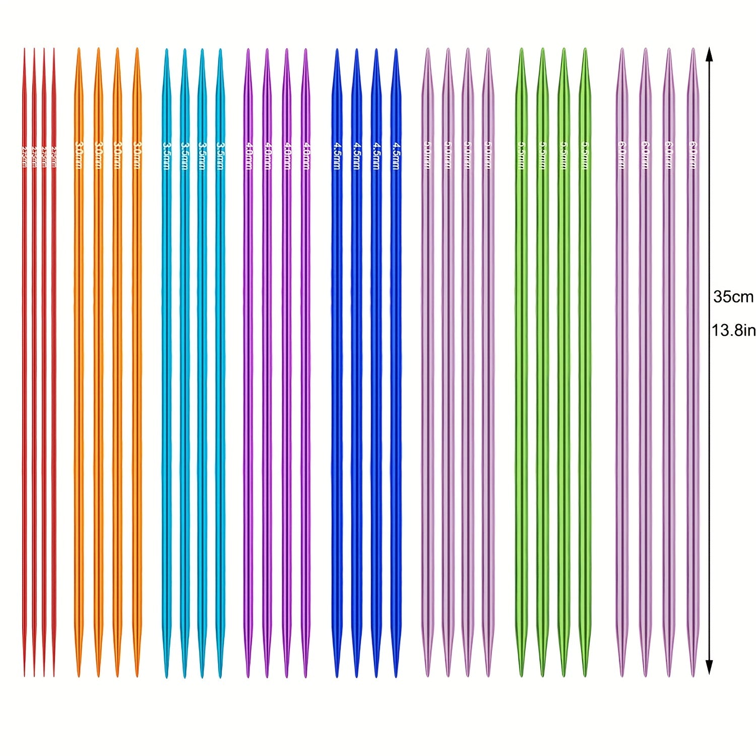 32pcs Colorful Aluminum Knitting Needles Set - 2.75mm-6.0mm