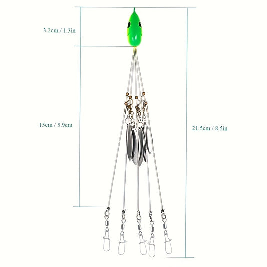 4pcs ABS Fishing Baits Sequin Five Claw for Umbrella Rigs