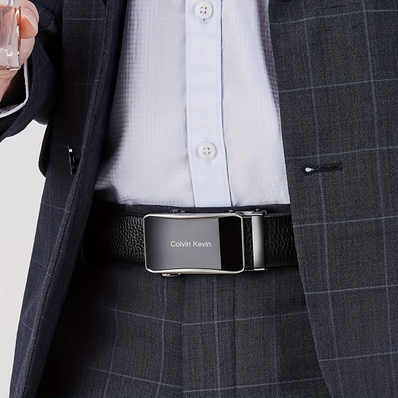 Men's Leather Belt Automatic Buckle Business Casual Gift