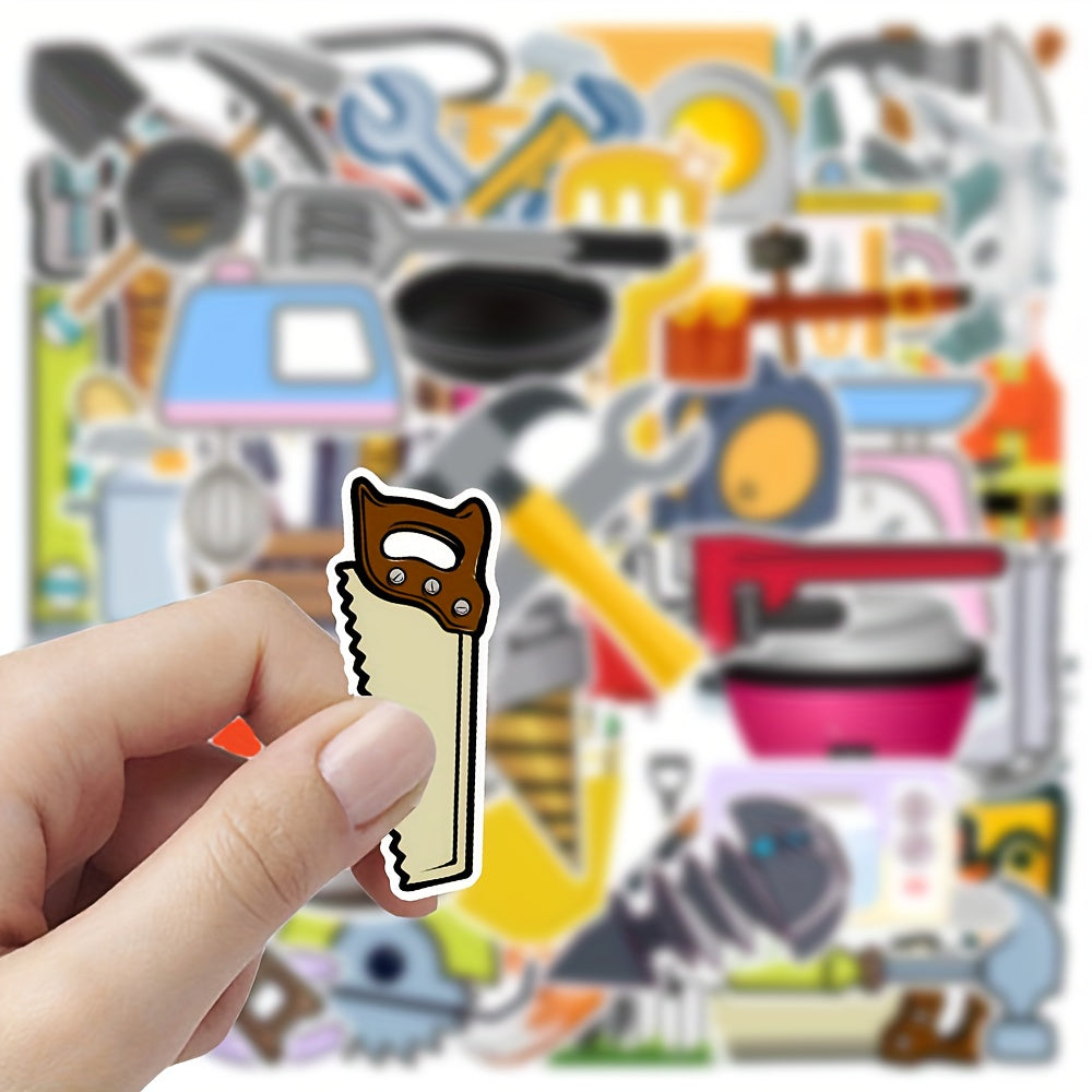 54pcs Tool Themed Stickers for DIY Crafts Scrapbooking Tablet