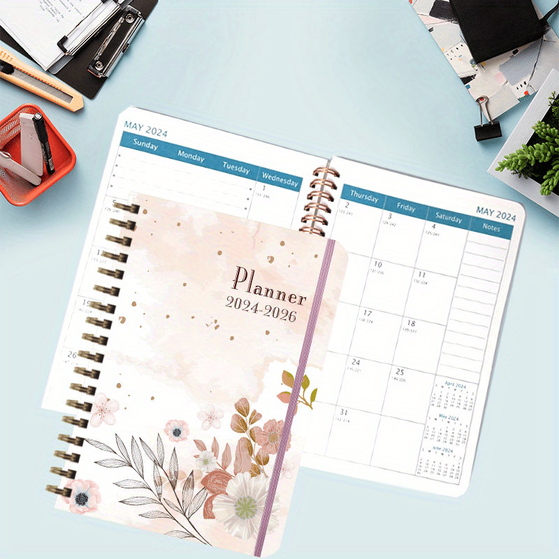 A5 Floral Style Monthly Planner 2026-2028 Spiral Bound