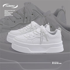 HUANQIU Women's Lace-up Platform Skate Shoes Breathable Non-slip Sneakers