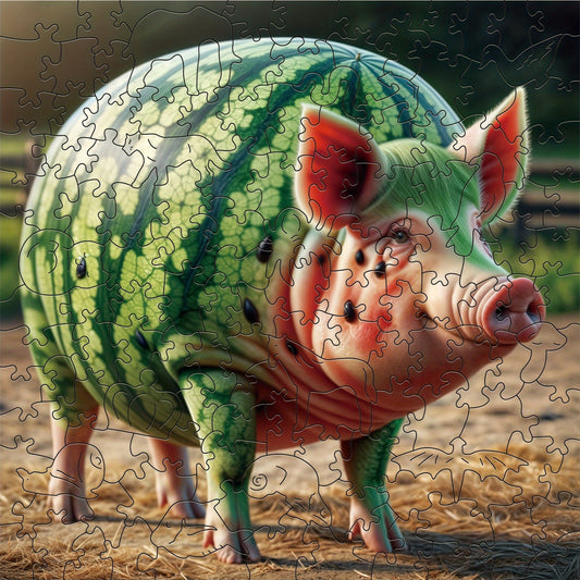 Watermelon Pig Wooden Jigsaw Puzzle Brain Teaser