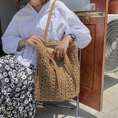 Summer Straw Beach Tote Bag Large Capacity Shoulder Handbag