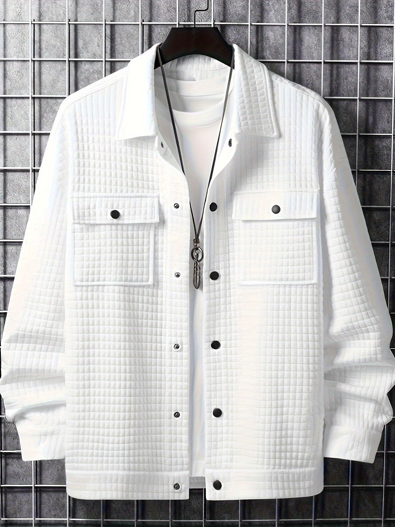 Men's Button Lapel Collar Long Sleeve Jacket