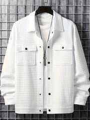 Men's Button Lapel Collar Long Sleeve Jacket