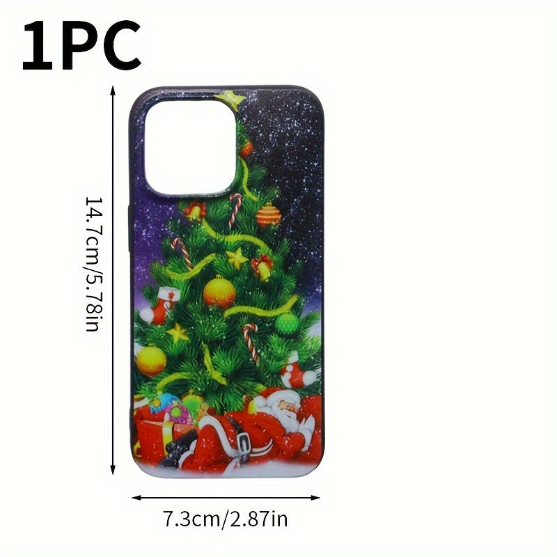 Christmas Tree & Santa Print Drop Proof Phone Case For iPhone Xs Xr