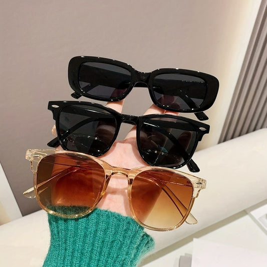 3 Pairs Square Sunglasses Rivet Anti Glare UV400 Sun Shades