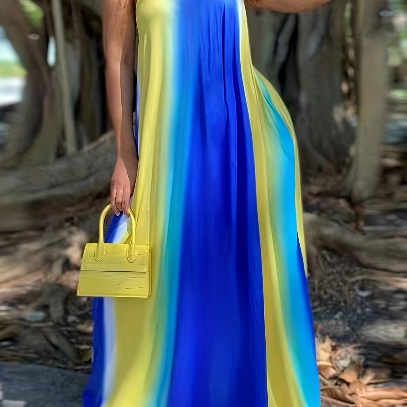  Tie Dye V Neck Loose Cami Maxi Dress Women's Plus