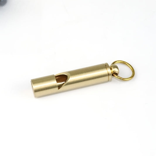 Vintage Brass Whistle Keychain Pendant Outdoor Camping Hiking