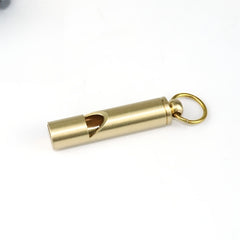 Vintage Brass Whistle Keychain Pendant Outdoor Camping Hiking