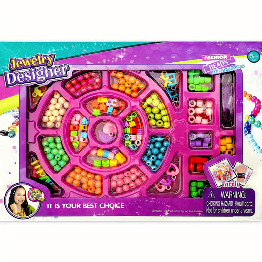 Kids DIY Beaded Bracelet Making Kit Rainbow Shell Letter Beads Elastic Rope
