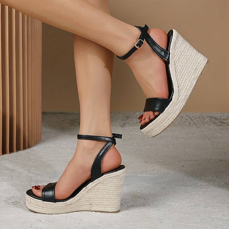 Women's Wedge Heeled Sandals Lightweight Ankle Strap Platform Heels Open Toe