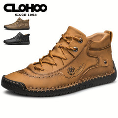 Men's High Top Stitched Boots Casual Walking Shoes