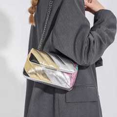 Metallic Rainbow Crossbody Bag Chain Shoulder Purse