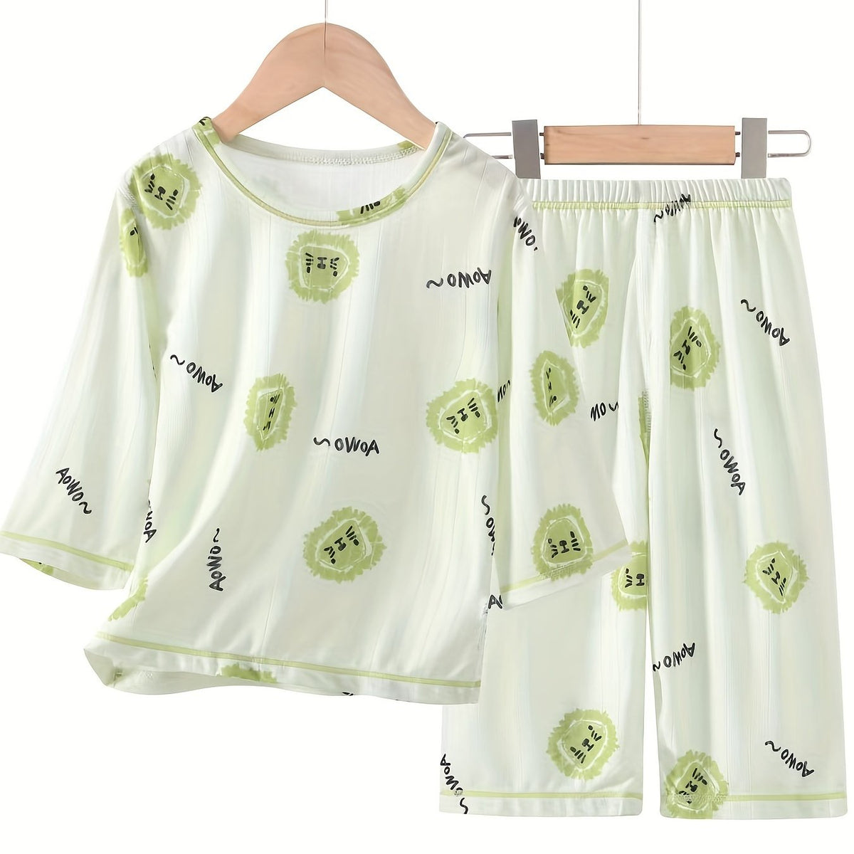 Kids 2pcs Pajamas Cartoon Animals Print PJ Set