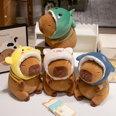 Anime Style Capybara Plush Toy with Headbands Dark Brown