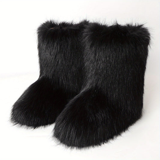 Women's Plush Lined Slip-On Faux Fur Winter Boots