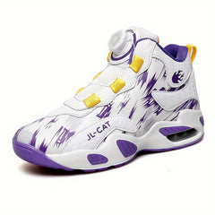 Boy's High Top Basketball Shoes with Rotating Buckle
