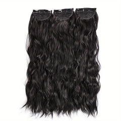 3pcs Water Wave Clip-In Hair Extensions for Women Natural Curly Hair Pieces