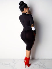  Colorblock Bodycon Dress High Stretch