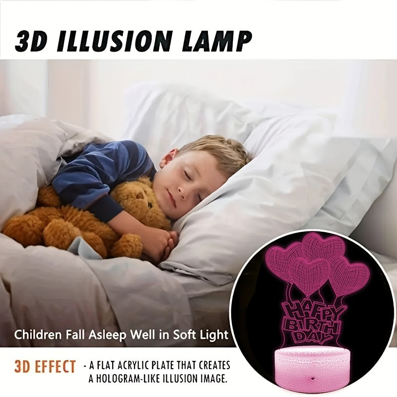 3D Night Lamp Remote Control 16 Colors Bedroom Decor Birthday Gift