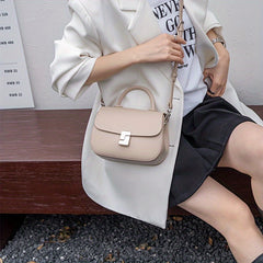 Large Capacity Women's Casual Handbag Two Tone Brown & Beige