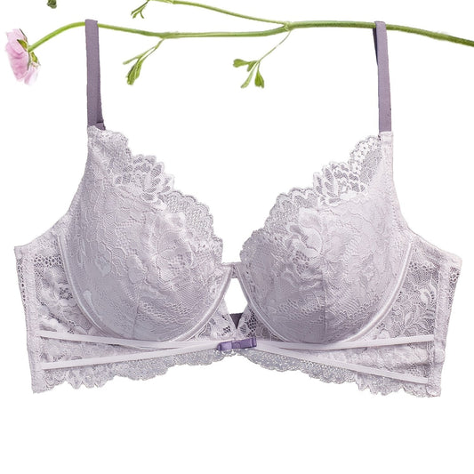 Women's Plus Romantic Bra Floral Lace Trim Minimizer