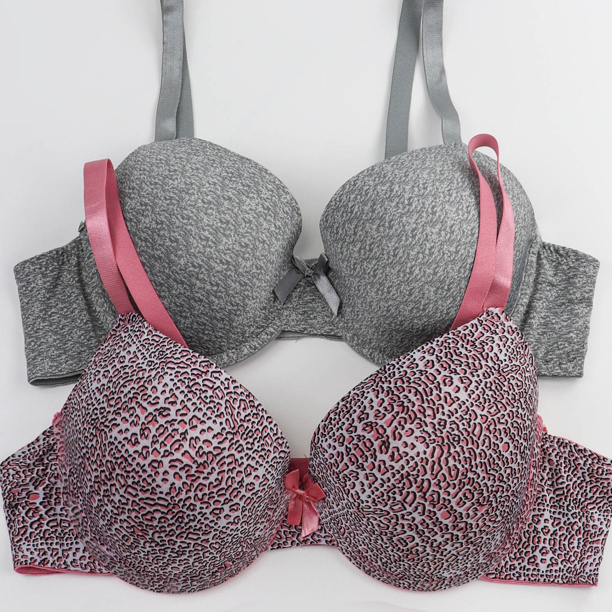 2 Pack Plus Size Leopard Print Bras Set Padded Molded Cup 2pcs Set