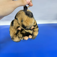 Leopard Print Rabbit Plush Pendant Keychain Bag Charm for Women Car Accessories