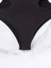 Ring Linked Bandeau Bikini Set Solid Two Piece Swimsuit