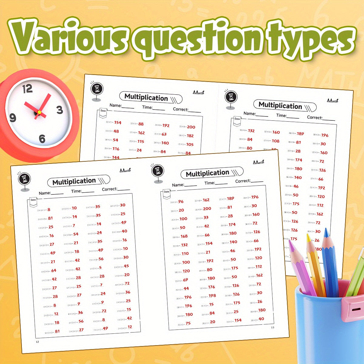 Kids Math Workbook Set: Addition Subtraction Multiplication Division Exercises