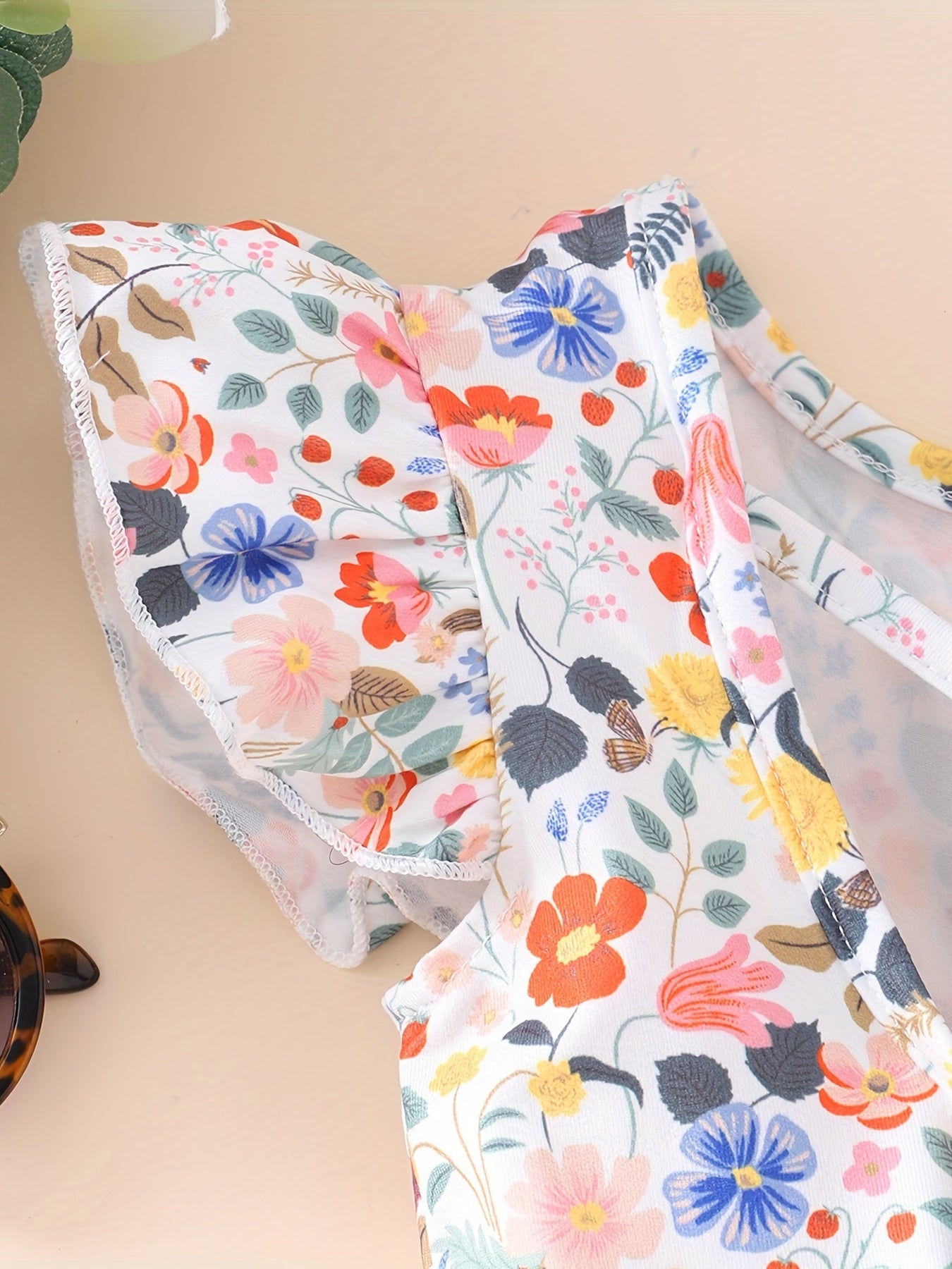 Toddler Flying Sleeve Floral Jumpsuit